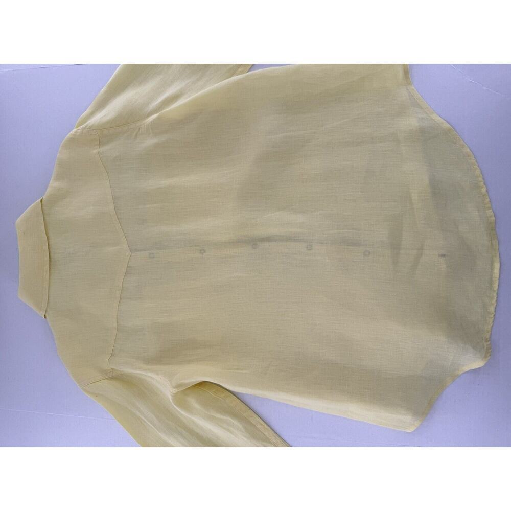 Sundance Pearl Snap Shirt Size M 100% Linen Yellow Western Rodeo Cowgirl​​ - Picture 11 of 14